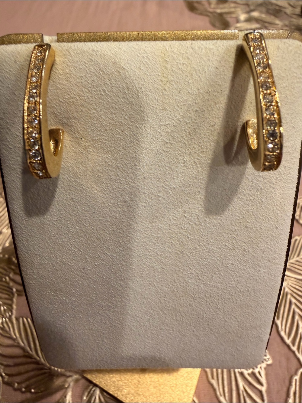 Gold Crystal Pavé J Shaped Earrings - Women Jewelry